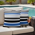 thumbnail image 4 of Navy Blue Black Stripe Outdoor Waterproof Pillow Covers, Modern Abstract Coarse Striped Decorative Square Throw Pillowcase Sofa Cushion Sham for Patio/Couch/Chair, 18"x18" 2 Pack, 4 of 8