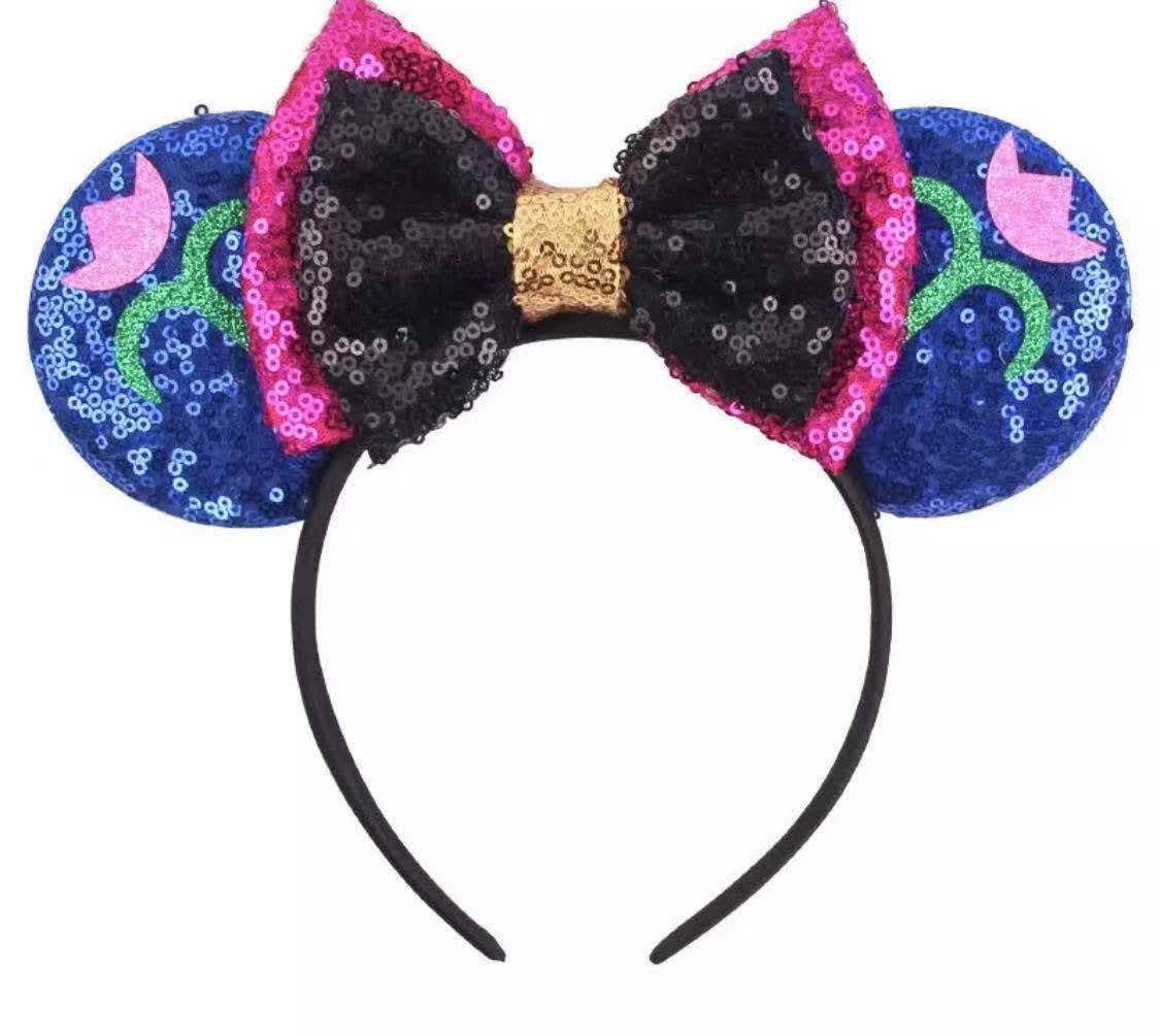 1PC Minnie-Mickey Mouse Ears Headband Purple Polka Dot Bow Furry Ears-Disney 