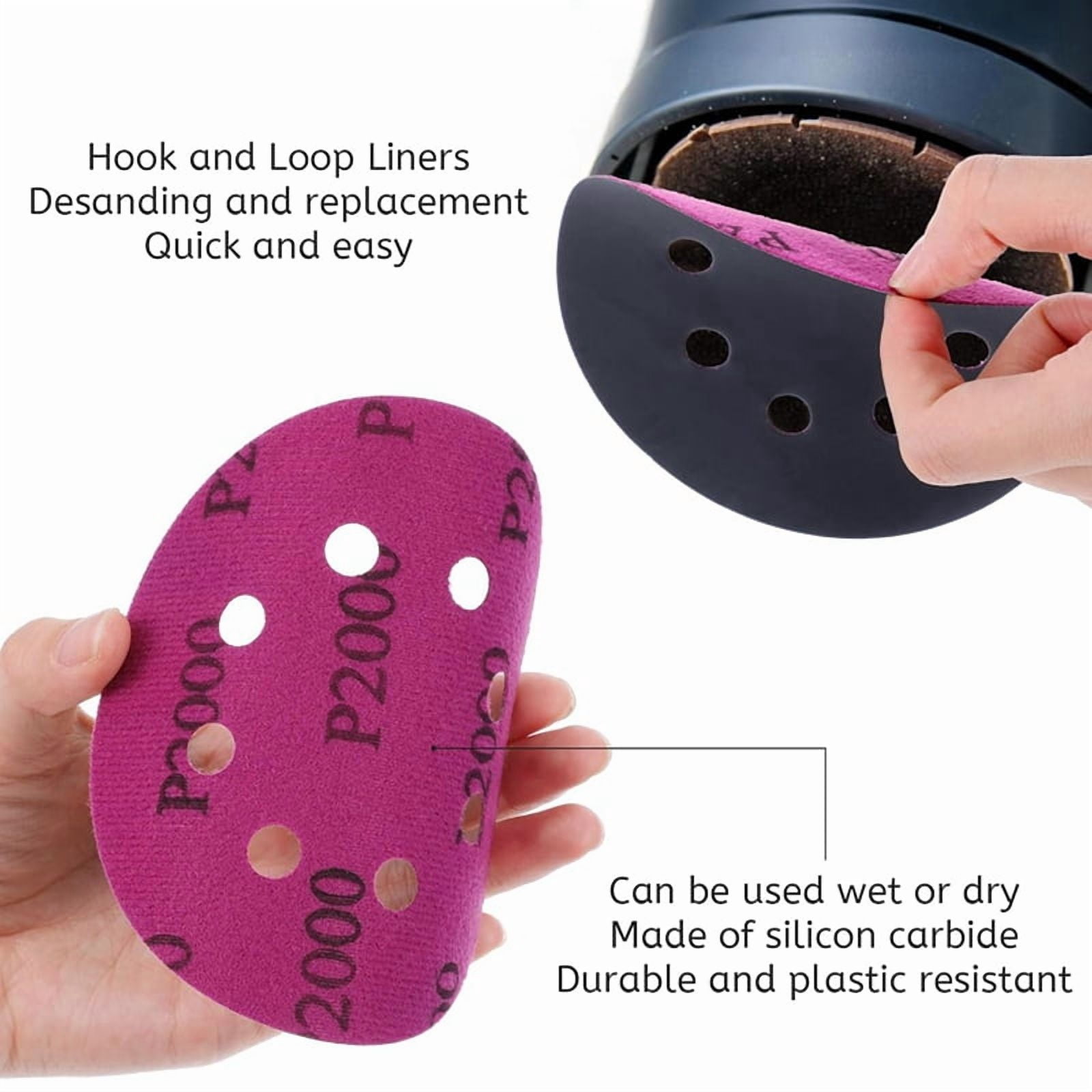 140Pcs 5 Inch Wet Dry Sanding Discs, Hook and Loop Sandpaper 8 Holes Orbital Sandpaper for Orbital Sander