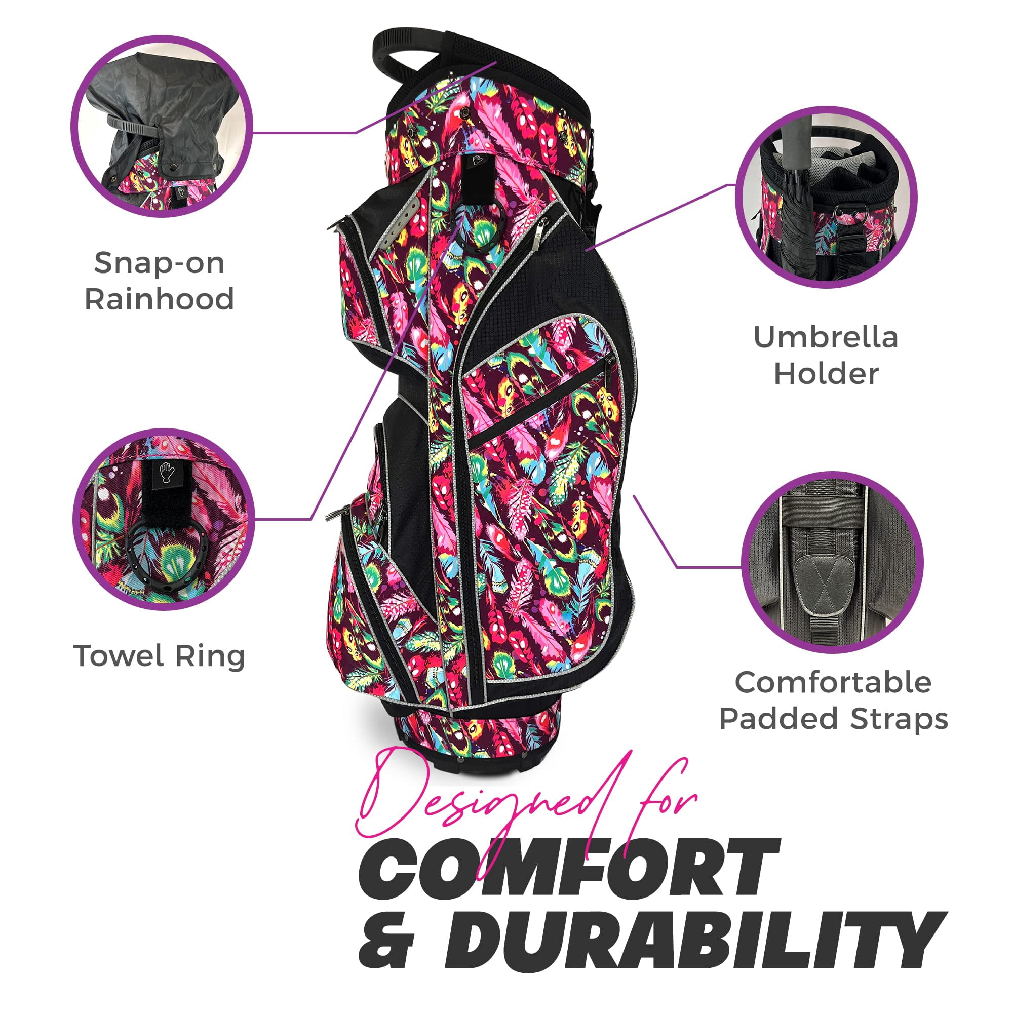 Womens Golf - Taboo Fashions 14 Way Lightweight Ladies Cart Bag (Native Joy)