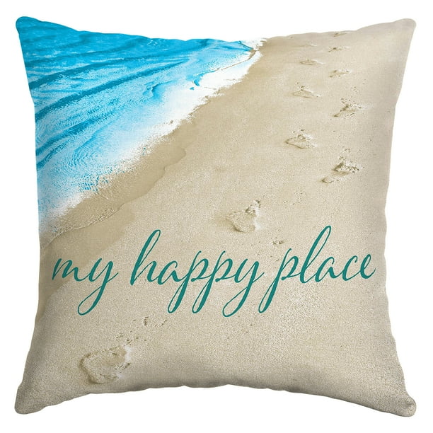 Mainstays Happy Place 16" Outdoor Throw Pillow