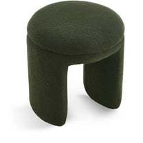 Meridian Furniture Bowen Green Faux Shearling Teddy Fabric Ottoman/Stool