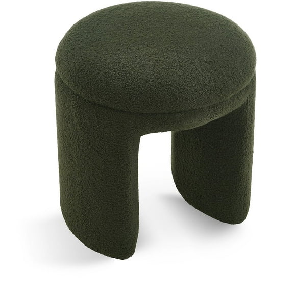 Meridian Furniture Bowen Green Faux Shearling Teddy Fabric Ottoman/Stool
