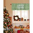 thumbnail image 3 of Merry Christmas Valances for Windows, Poinsettia Winter Snowflake Green Plaid Rod Pocket Valance Short Window Treatments Curtains for Kitchen Bathroom Bedroom Decor, 42 x 12 In, 3 of 9