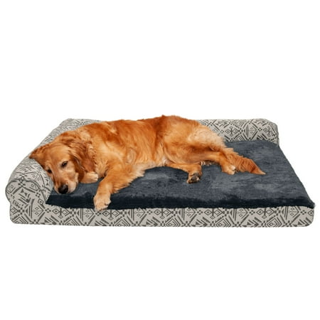 UPC: 0842229122572 | FurHaven Pet Products Southwest Kilim Deluxe Chaise Lounge Orthopedic Sofa-Style Pet Bed for Dogs & Cats – Boulder Gray Jumbo