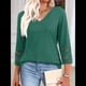 thumbnail image 4 of Blusas Elegantes e Informales de 3/4 para Mujer, Camisetas de Cuello en V A , Ropa de Verano 2025. Verde Oscuro XXXL, 4 of 7