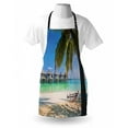 thumbnail image 3 of Beach Apron Hammock under Palm Leaves in Golden Heaven Beach Paradise Caribbean Peace Sun Print, Unisex Kitchen Bib Apron with Adjustable Neck for Cooking Baking Gardening, Multicolor, by Ambesonne, 3 of 3