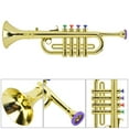 thumbnail image 3 of Trompeta infantil de plástico recubierto de oro para niños, juguete musical preescolar, instrumento de viento para regalo, 3 of 10