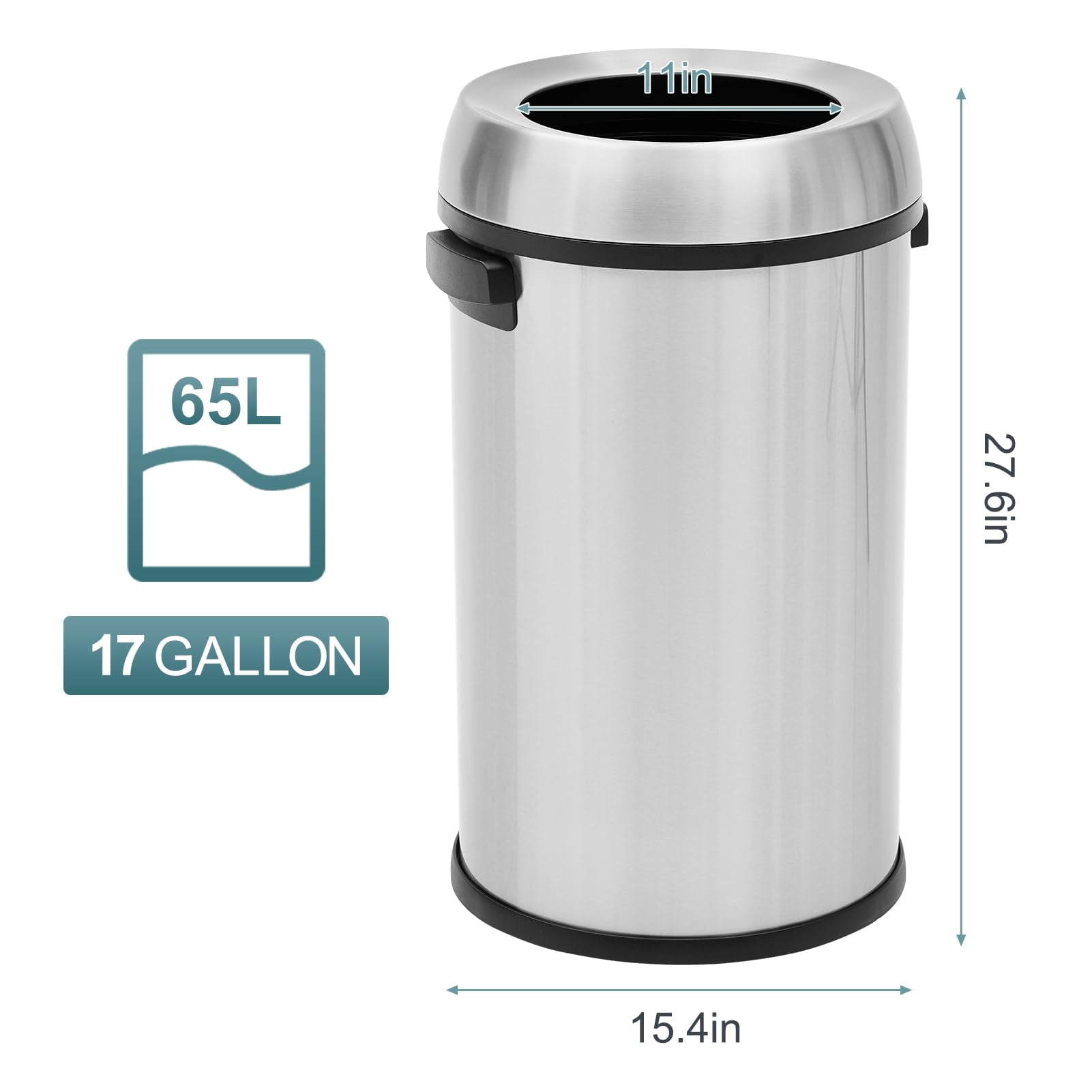 Ataucjin Round Kitchen Trash Can,Stainless Steel Swing Open Trash Can,Small Commercial Trash Can Garbage Can Without Inner Bucket For Home Office,17 Gallon