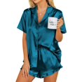 thumbnail image 1 of Ekouaer Womens Satin Pajamas Set Button Down 2 Piece Silk Pjs Shorts Set Ruffle Lingerie Notch Collar Sleepwear S-XXL, 1 of 6