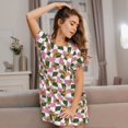 thumbnail image 6 of Bixox Abstract Pink Plaid Butterfly Pattern Women's Nightgown, Soft & Breathable Sleepwear, Round Neck Knee-Length Pajama Dress,Loungewear for Home & Sleep, 6 of 7