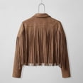 thumbnail image 6 of Girls Fringe Jackets Kids Cow Girl Western Tassels Motorcycle Cardigan Cropped Coats 5 14 Years, 6 of 8