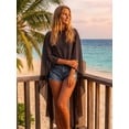 thumbnail image 2 of Argulvti Ponchos Transparents pour Femmes Décontractés Amples Col Bateau Irrégulier Hauts Bas, 2 of 8