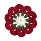 thumbnail image 1 of Posavasos de ganchillo hecho a mano para café y té, forma de flor rústica, redondo, tejido Blanco rojo, 1 of 9