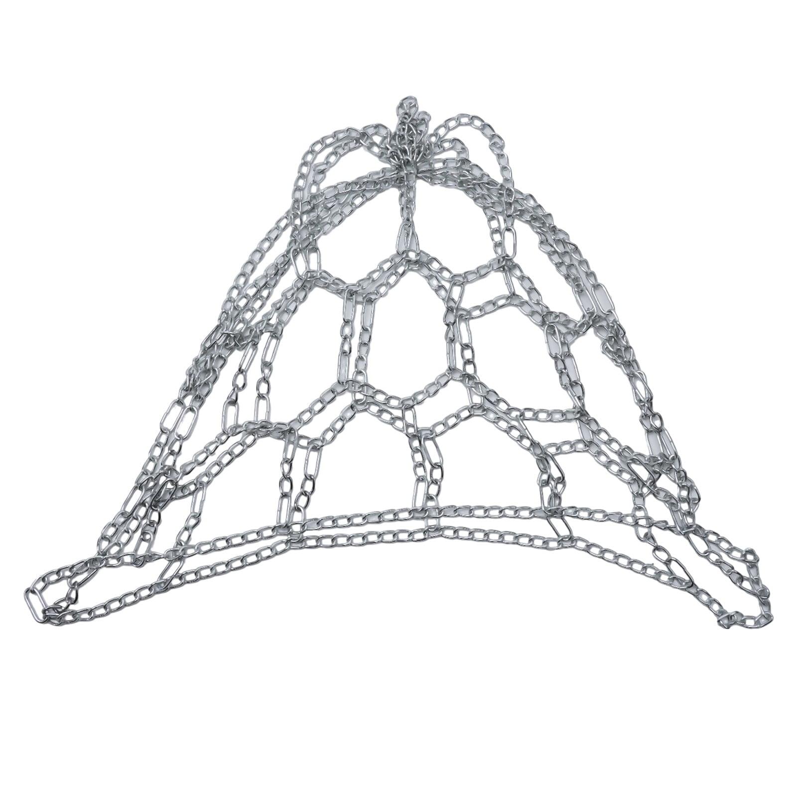 Splihome Metal Basketball Net Chain Netting Sports Rims Basket Frame Double Color Net Silver