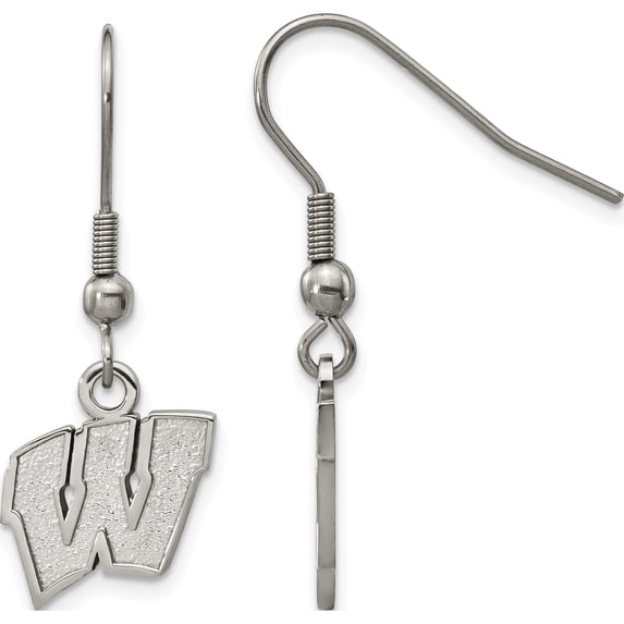 Stainless Steel Logoart University Of Wisconsin Dangle Earrings Made In Thailand st517uwi
