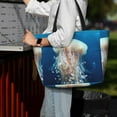 thumbnail image 3 of Japuie White Jellyfish Dansing in the Ocean Print Large Capacity Beach Travel Bag,Waterproof Beach Totes Bags for Women Men,Foldable Pool Bag with Zipper, 3 of 5
