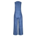 thumbnail image 4 of ClodeEU Women's V Neck Sleeveless Wide Leg Jumpsuit,Casual Loose Romper with Pockets Blue,Women's Plus XL, 4 of 7