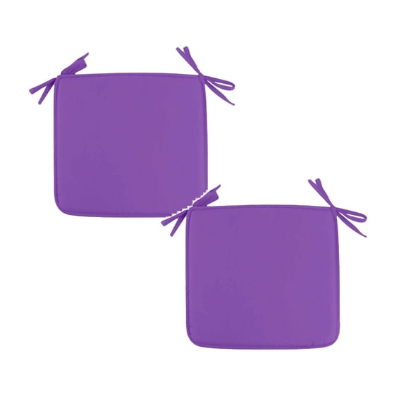 2PCS 15.74" Polyester Square Chair Cushion with Ties, Thick Padded Non-Slip Seat Pad for Indoor/Outdoor Dining Patio Kitchen Chairs(Purple)