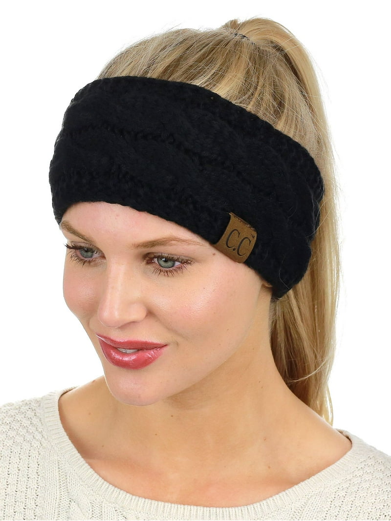 C.C Soft Stretch Cable Knit Headband with Fuzzy Lining for  display picture 1