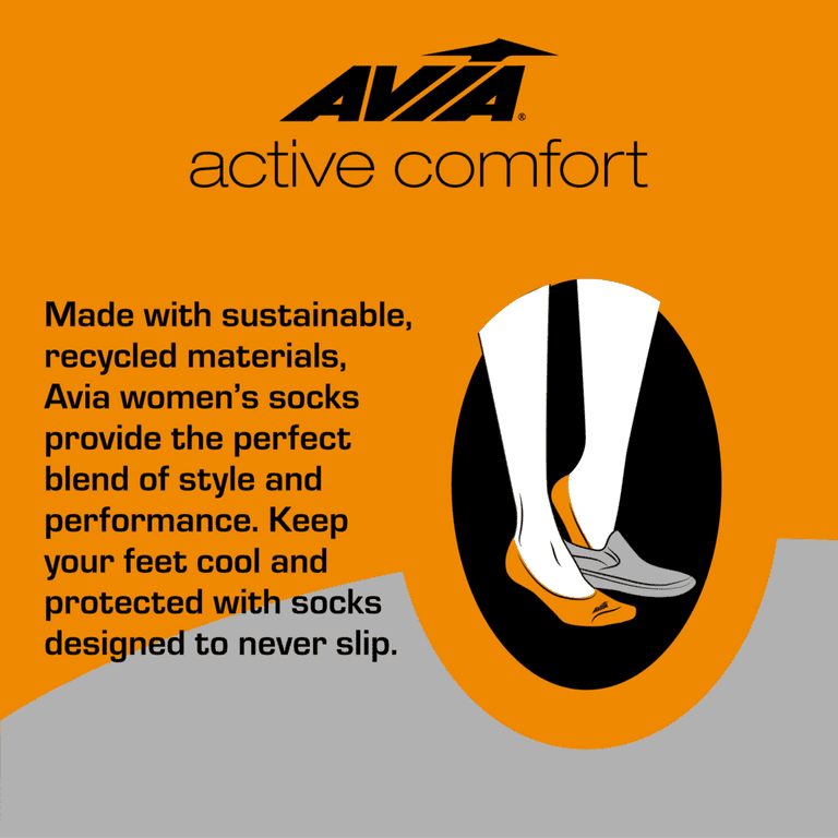 Avia Women's Cushioned No Show Socks (12 Pack), Size 4-9, Bright Multi at   Women's Clothing store