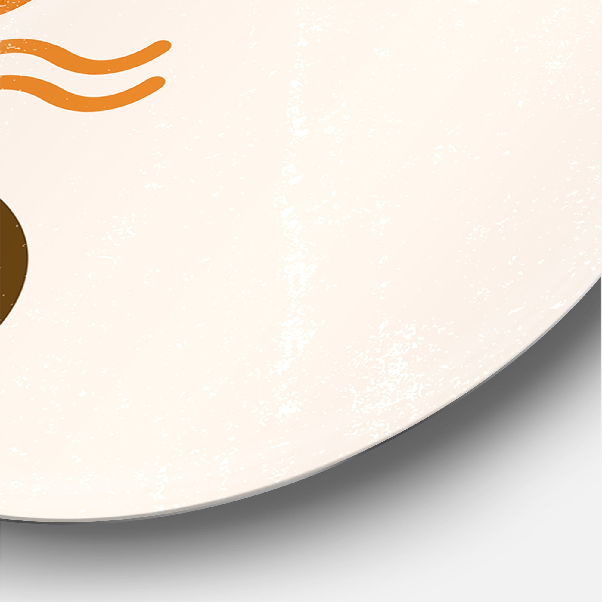 Designart 'Abstract Minimal Brown Moon and Orange Sun' Modern Circle Metal Wall Art 11x11 - Disc of 11