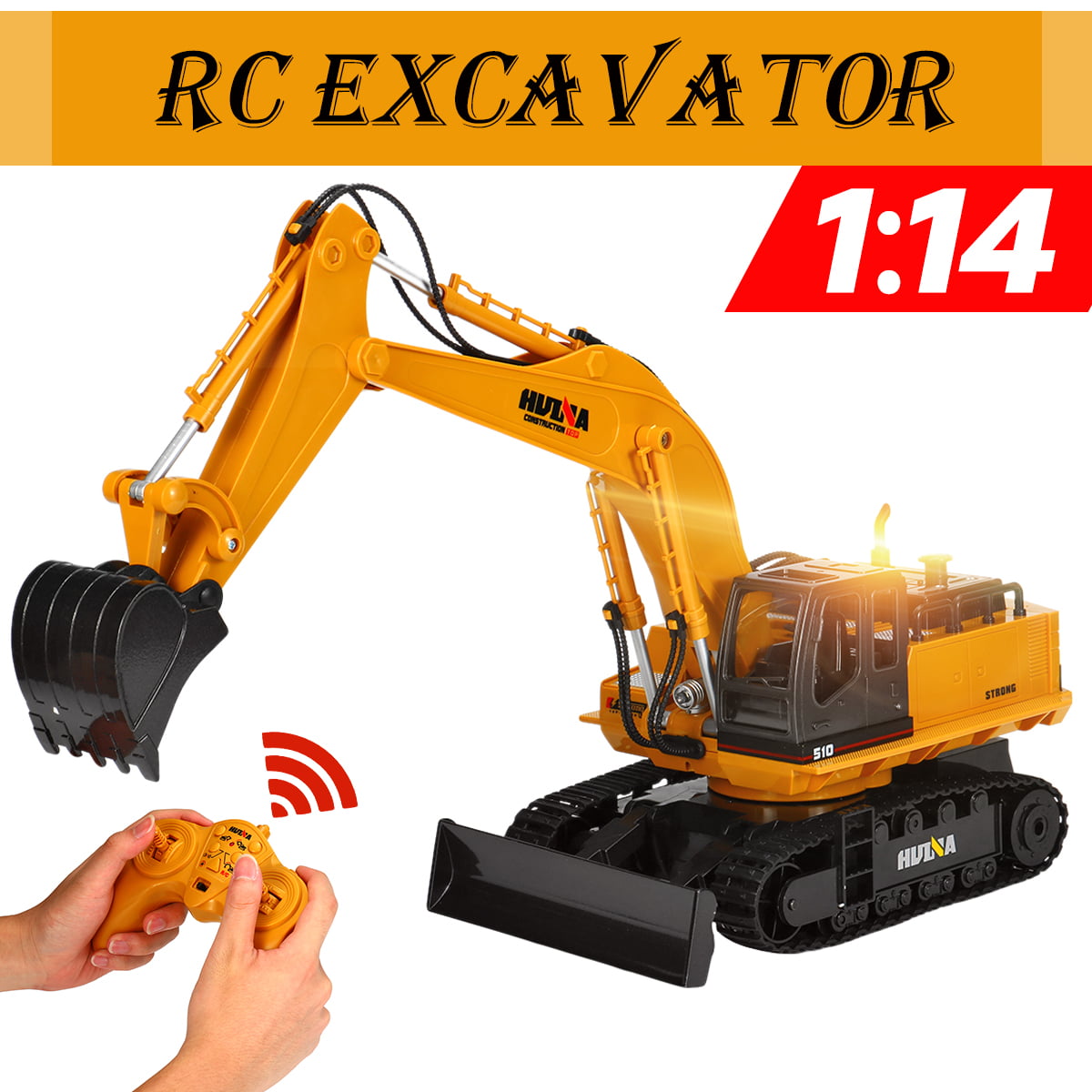 HUINA 1/16 2.4G Radio Control 1510 RC Excavator Model Light Battery Bulldozer
