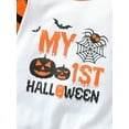 thumbnail image 4 of Seyurigaoka Halloween Pumpkin  Letter Print Long Sleeve Jumpsuit + Striped Cap, 4 of 9