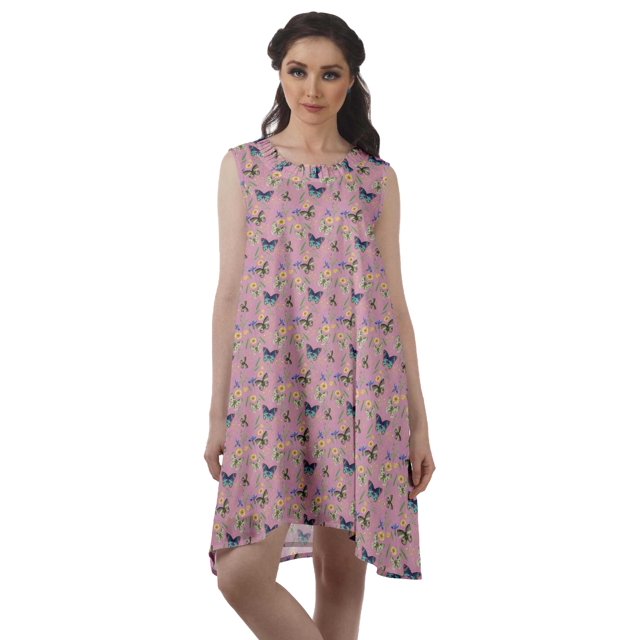 Moomaya Robe Évasée Sans Manches en Rayonne Robe T-Shirt Imprimée Vêtements de Plage pour Femmes