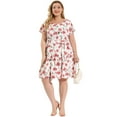 thumbnail image 3 of GRACE & GRANDEUR Robe Florale à Manches Courtes et Ceinture pour Femmes Grande Taille 4X Blanc, 3 of 6