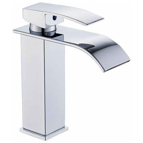 Elegant Bathroom Faucet With Waterfall Spout, Single Handle Chrome Finish Faucet For Modern Bathroom Sinks, Includes Deck Plate And Flexible Hoses, Perfect For 1 Or 3 Hole Installations