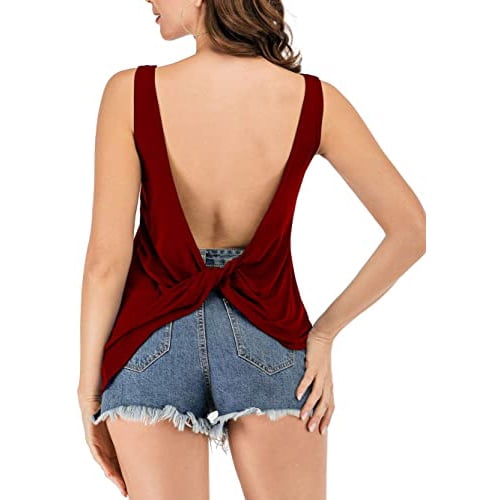 red open back shirt