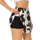 thumbnail image 1 of Balery Brown Cow Pantalones cortos deportivos para mujer con forro y dos bolsillos, elásticos, para entrenamiento, gimnasio, yoga-Large, 1 of 7