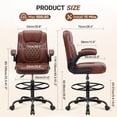 thumbnail image 2 of COOLHUT High Back Office Chair with Flip-Up Armrests, PU Leather Executive Ergonomic Computer Chair, Features Lumbar Support, Adjustable Foot Ring for Standing Desks, Home Offices, Vintage Brown, 2 of 10