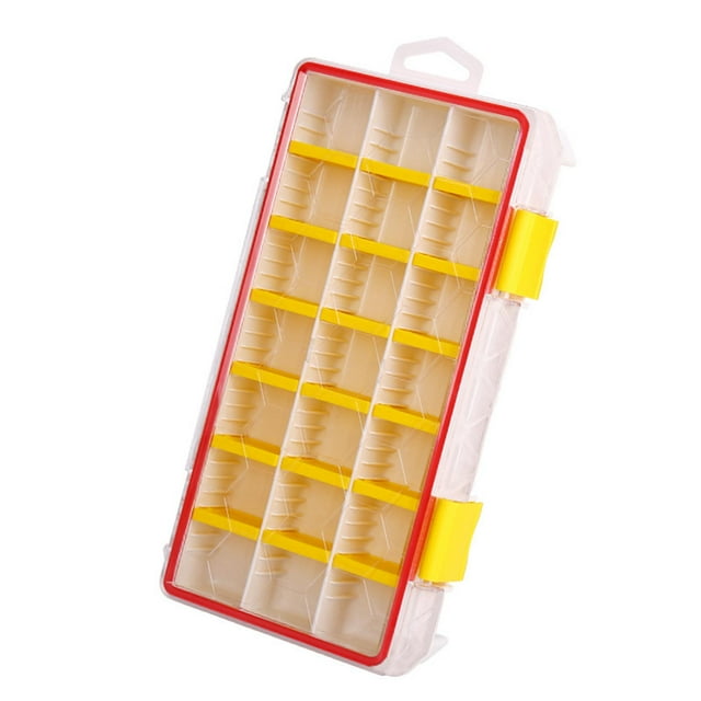 Caja de aparejos de pesca, organizador de joyas portátiles impermeables por el recipiente 21 compartimentos para pesca de hielo de agua salada de agua Amarillo