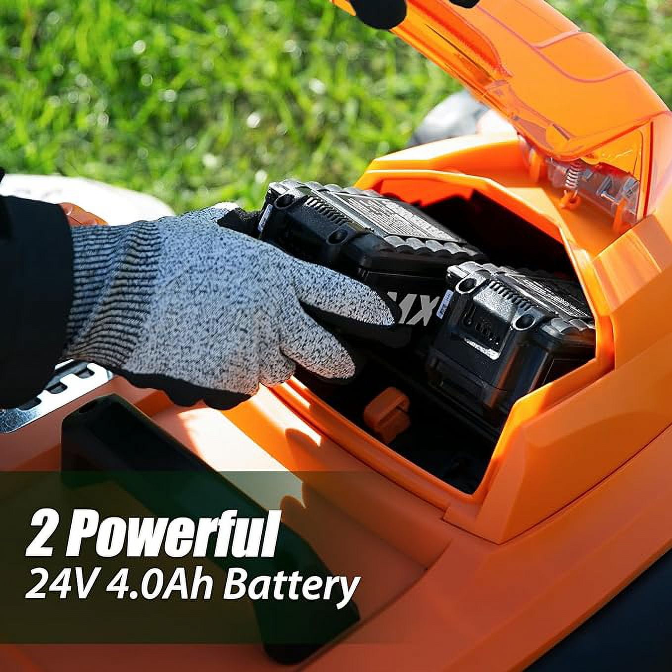 LawnMaster CLMF4817E 48V MAX Brushless Mower with 2X24V MAX 4.0Ah Battery and a Dual Charger