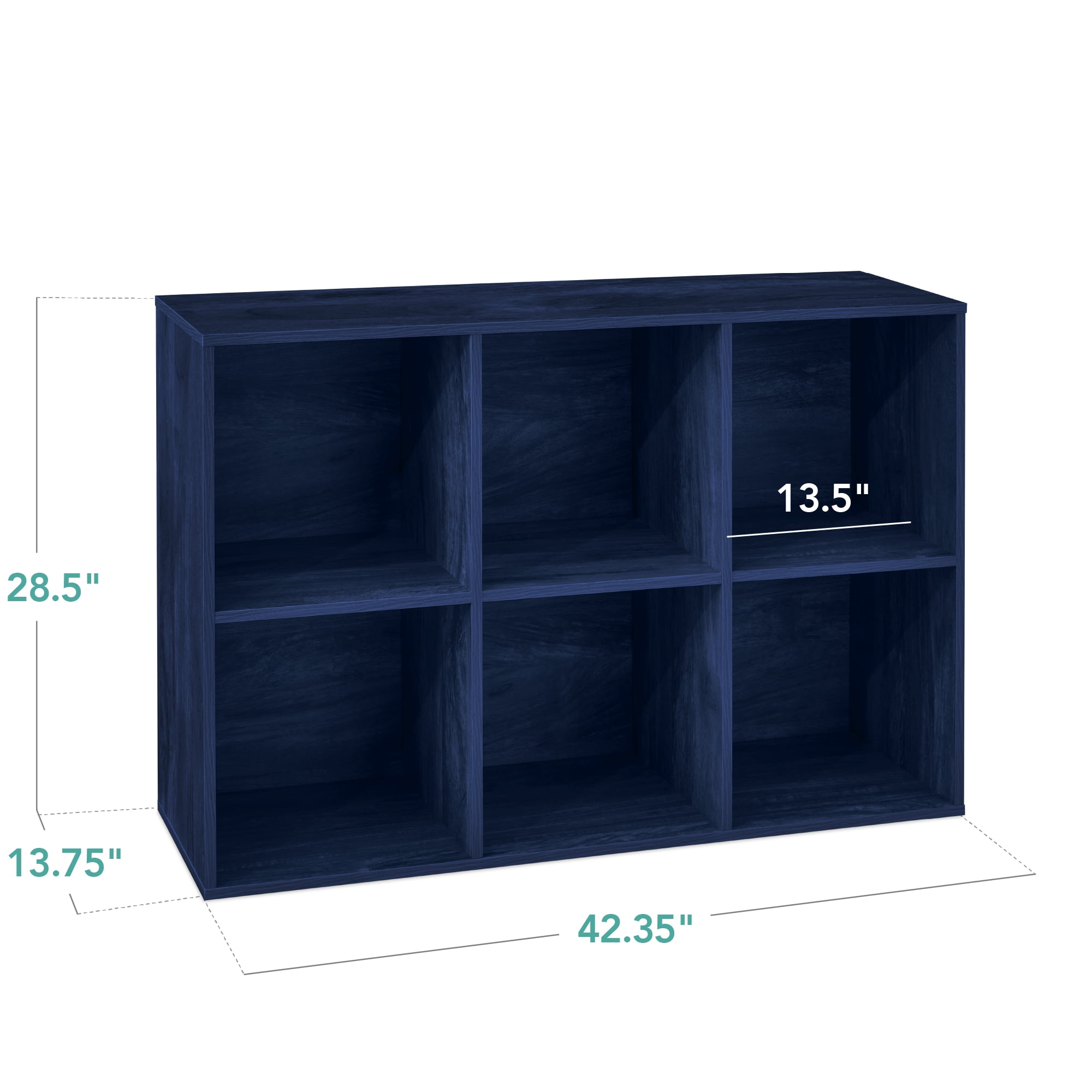 Best Choice Products 6-Cube Bookshelf, 13.5in Display Storage System, Organizer w/ Removable Back Panels - Navy