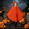 thumbnail image 2 of Yuncity Kids Halloween Cape Ghost Print Hooded Sleeveless Cloak Cozy Lightweight Fall Winter Poncho Holiday Party Stage Performance Orange, 2 of 7
