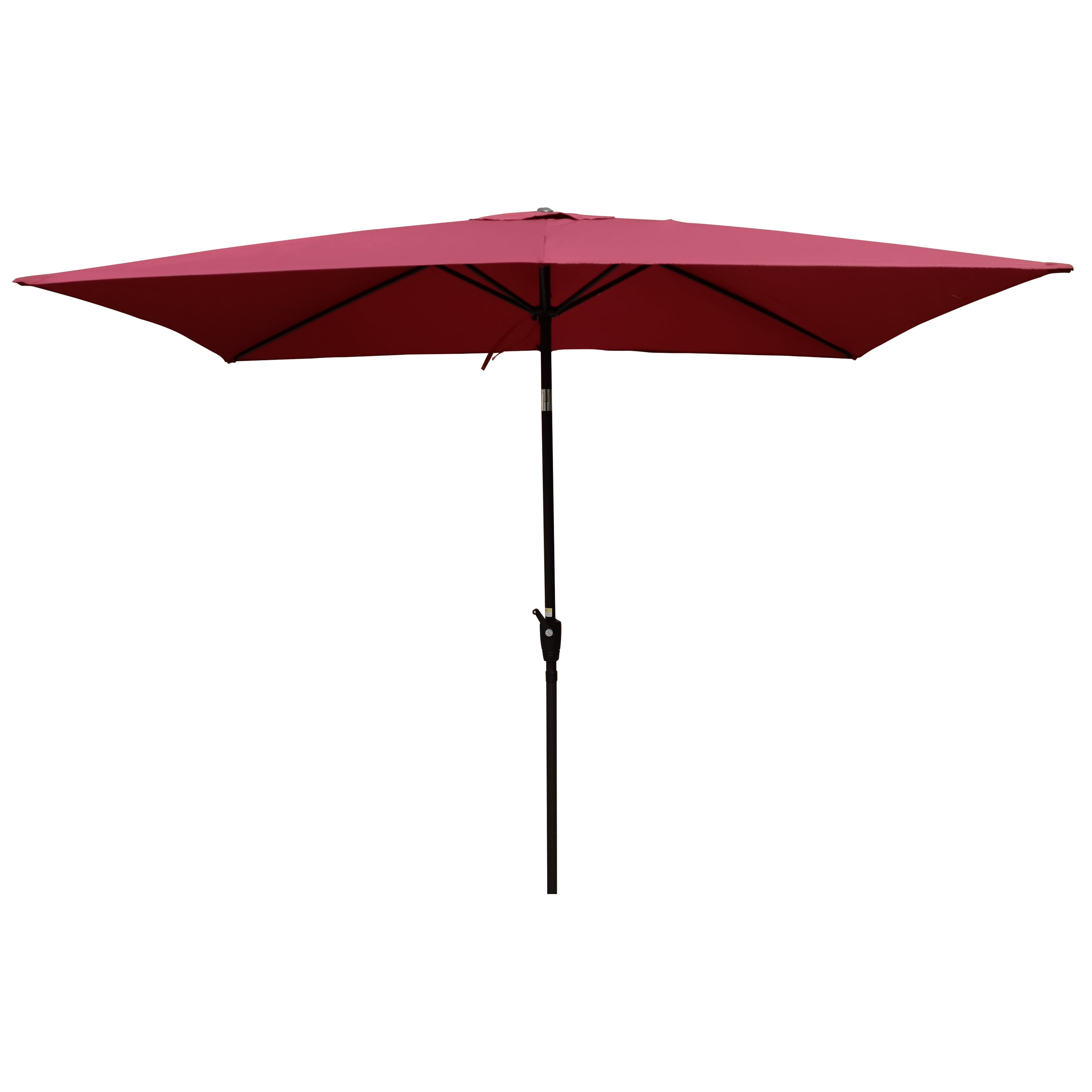6x9 FT Outdoor Patio Sun Umbrella, Adjustable Tilt Waterproof Yard Shade Umbrella with Crank Design, Burgundy