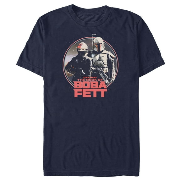 Men's Star Wars: The Book of Boba Fett Fennec and Boba Classic Circle  Graphic Tee Navy Blue 2X Large