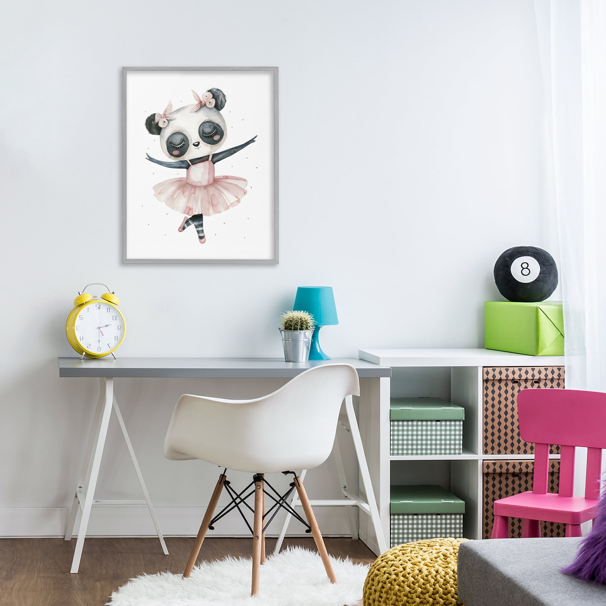 Stupell Industries Ballerina Panda in Pink Tutu Gray Framed Giclee Art, design by LSR Design Studio