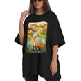 thumbnail image 4 of Plus Size Shirt for Women Black Tops for Women Short Sleeves Shirt for Women Fox T Shirt Oversized Shirt for Women S, 4 of 5