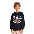 thumbnail image 2 of Girls Sweatshirt Kids Graphic Loose Crew Neck Long Sleeve Pullover Hoodless Sweatshirt Black 5-6 Years, 2 of 4