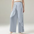 thumbnail image 5 of Jalioing Womens Chiffon Pant Flowy Wide Leg Drape Straight Leg Lightweight High Waist Boho Yoga Pants (Large, Light Blue), 5 of 5