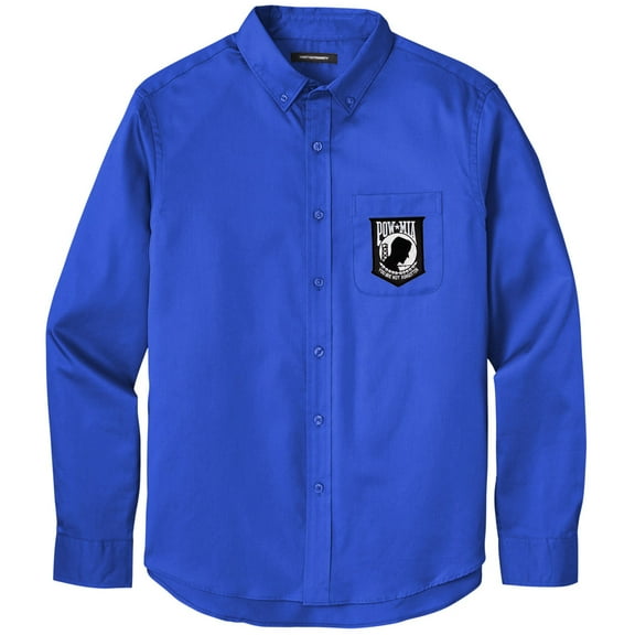 Men's POW MIA PATCH Twill Shirt with Pocket, 2XL Royal Blue
