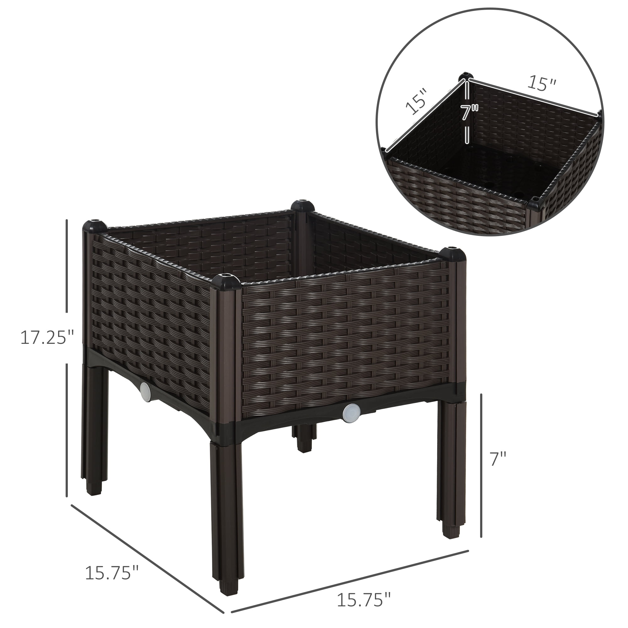 1PCS Raised Garden Bed with Legs,Elevated Self-Watering Planter Box for Herbs,Vegetables & Flowers,Outdoor Plastic Planter,Brown