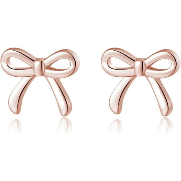 Solid 925 Sterling Silver Tiny Bow Earrings Stud for Women Teens Small Bowknot post Stud Earrings
