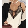thumbnail image 6 of Lace Camis Tops for Women Spaghetti Strap Satin Silk V Neck Tank Top Y2K Going Out Shirt Tops White S, 6 of 8