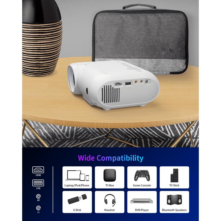 YOTON Projector with 5G WiFi and Bluetooth - 1080P Native Outdoor Portable  Projector 4K Support, Movie Home Projector with HDMI/USB, Phone Projector 