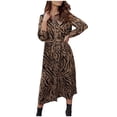 thumbnail image 2 of Tralilbee Nouvelle Robe Chemise à Imprimé Léopard pour Femmes, Élégante, à Imprimé Moucheté, à Manches Longues, pour le Bureau et les Déplacements, Robe Longue Ajustée, Robe Rétro à Col à Revers, 2 of 3